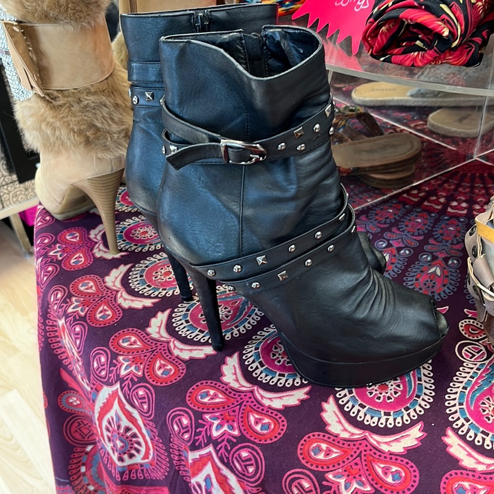 Black studded booties. Soft